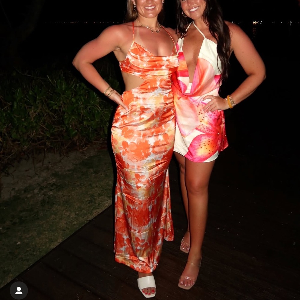Orange and White Tie-Dye Maxi Dress